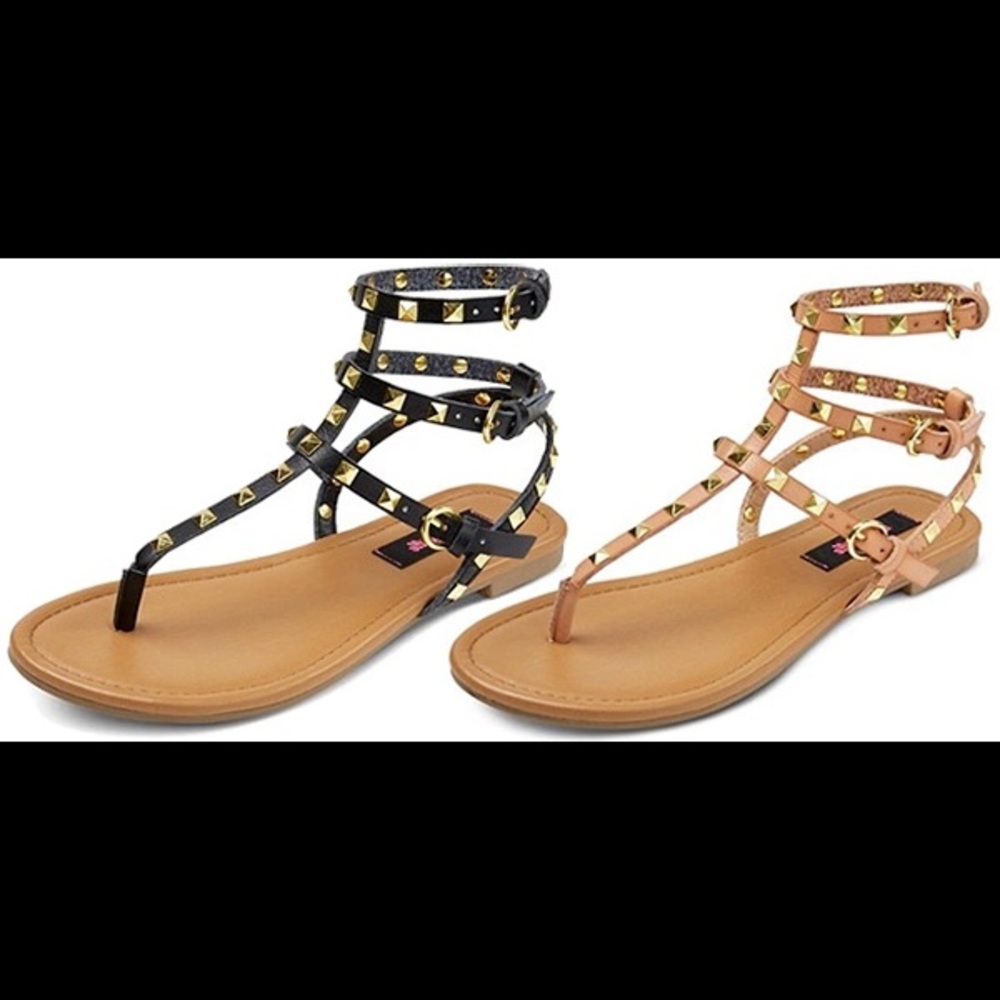 (2) Black and Tan gladiator sandals